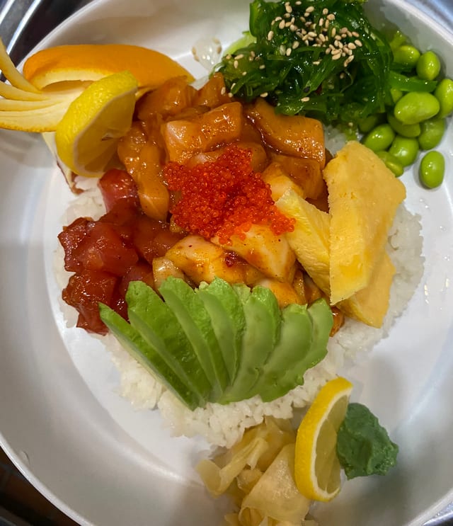 Lunch Rainbow Poke Bowl.