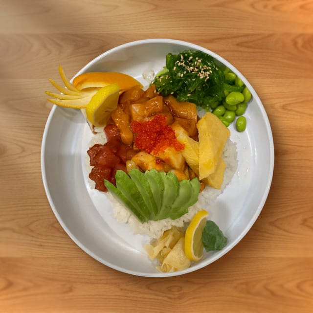 Lunch Rainbow Poke Bowl.