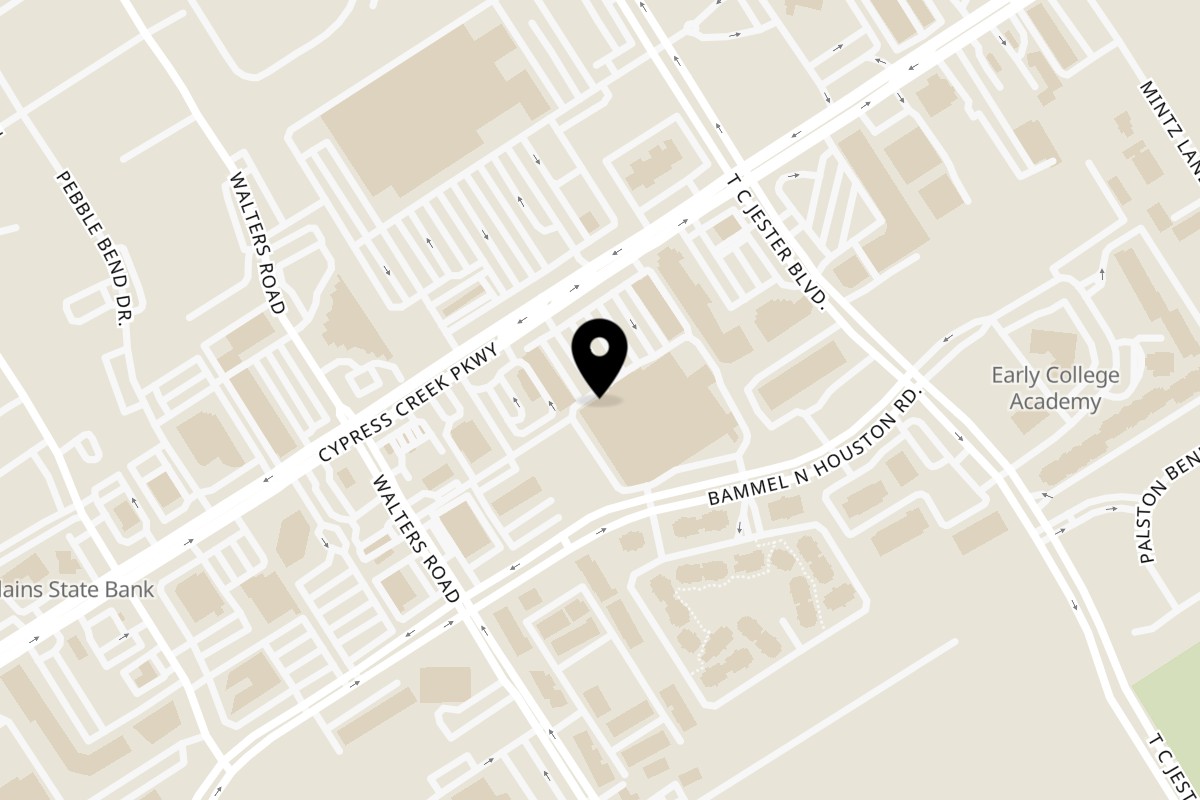 Map showing the location of Thai Garlic & Sushi on 3645 Cypress Creek Pkwy in Houston